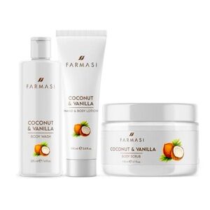 Coconut & Vanilla Body Scrub , Body wash & Body Lotion pack of 3